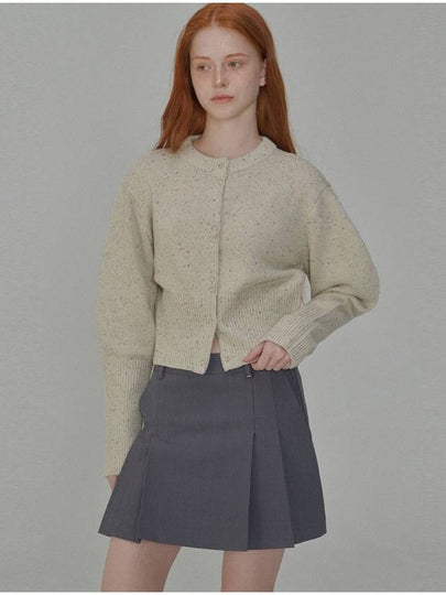 Round neck wool crop knit cardigan Cream - OPENING SUNSHINE - BALAAN 2