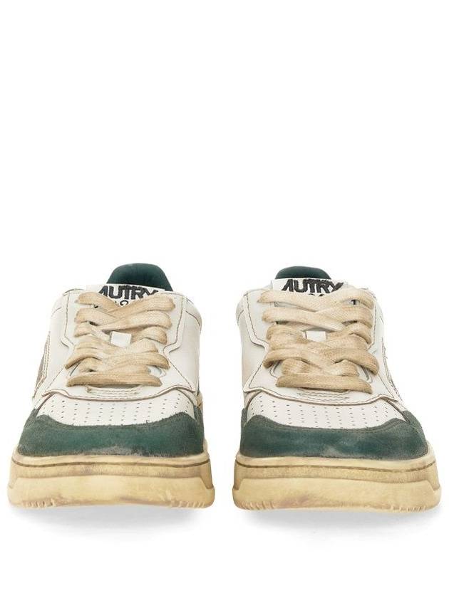 Autry Medalist Low Super Vintage White Leather And Suede Beige And Green Sneakers - AUTRY - BALAAN 4