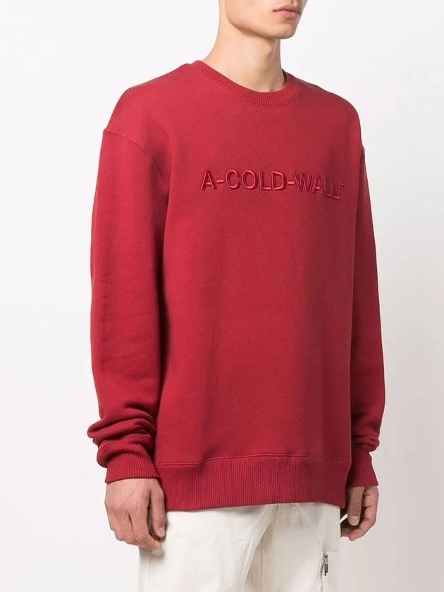 Men's lettering logo embroidery crew neck deep red sweatshirt ACWMW043 RD - A-COLD-WALL - BALAAN 2