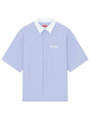 Striped Cotton Short Sleeve Shirt Sky Blue - KENZO - BALAAN 2