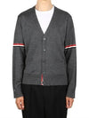 Stripe Armband Merino Wool Cardigan Grey - THOM BROWNE - BALAAN 2