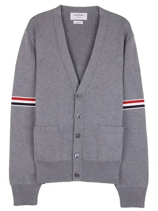 Milano Stitch Sprite Armband Cotton V-neck Cardigan Light Grey - THOM BROWNE - BALAAN 2