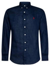 Embroidered Pony Linen Long Sleeve Shirt Navy - POLO RALPH LAUREN - BALAAN 2