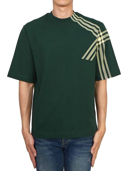 Men's Cotton Check Short Sleeve T-Shirt Green - BURBERRY - BALAAN 2