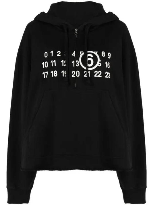 Numeric Logo Zip Hoodie Sweatshirt Black - MAISON MARGIELA - BALAAN 1