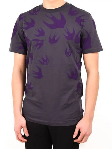 Purple Swallow Printing Short Sleeve T-Shirt 277605 - ALEXANDER MCQUEEN - BALAAN 1