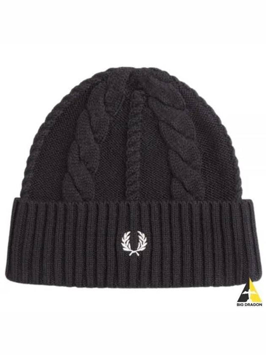 Fred Perry Cable Beanie Black C4116 - FRED PERRY - BALAAN 1