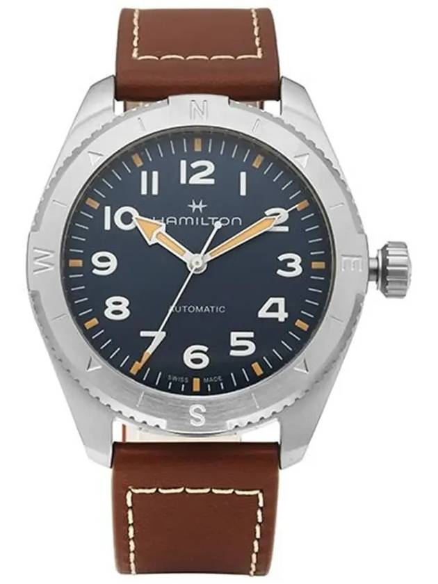 Khaki Field Expedition Leather Watch Blue - HAMILTON - BALAAN 5