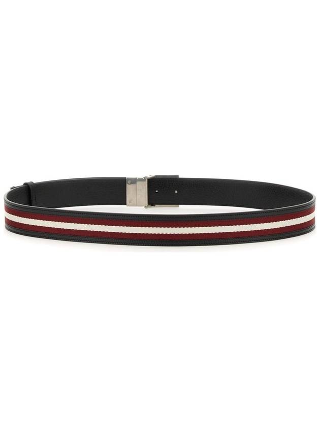 B Bold Reversible Fabric Leather Belt Red White - BALLY - BALAAN 3