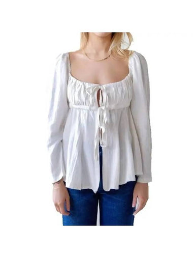 TACH TEIDE Tie Linen Blouse Ivory - ETC - BALAAN 1