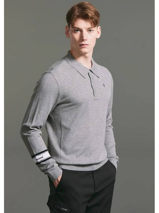 Men s sleeve point high stretch collar neck knit pullover melange gray - CLEVELAND GOLF - BALAAN 1