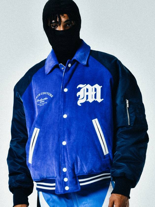 Reversible Logo Appliqued Cotton Corduroy Bomber Jacket BLUE - C.O.M.E - BALAAN 1