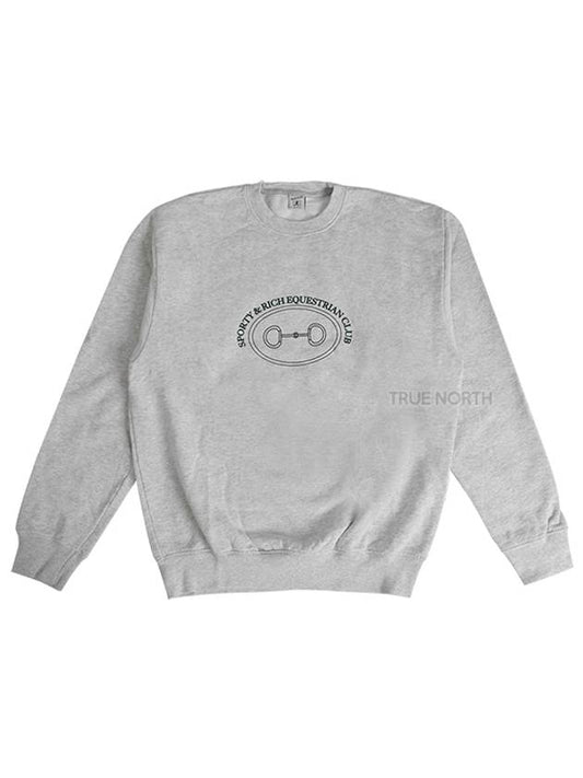 Logo Print Crew Neck Sweatshirt Light Grey - SPORTY & RICH - BALAAN 2
