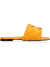 Women's Lido Leather Slippers Orange - BOTTEGA VENETA - BALAAN 3