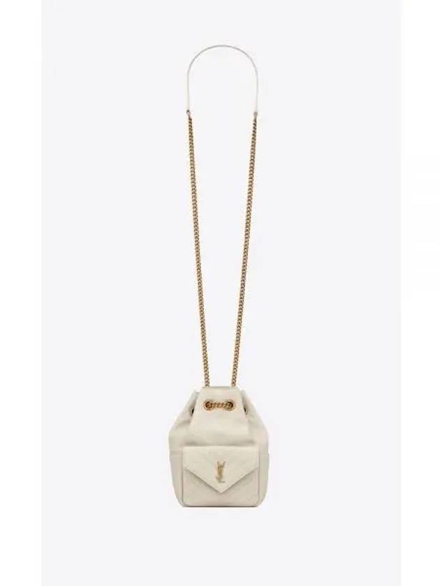 Joe Quilted Lambskin Mini Bucket Bag White - SAINT LAURENT - BALAAN.