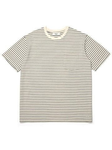 Striped Pocket Loose Short Sleeve T Shirt Ecru - ROLLING STUDIOS - BALAAN 1