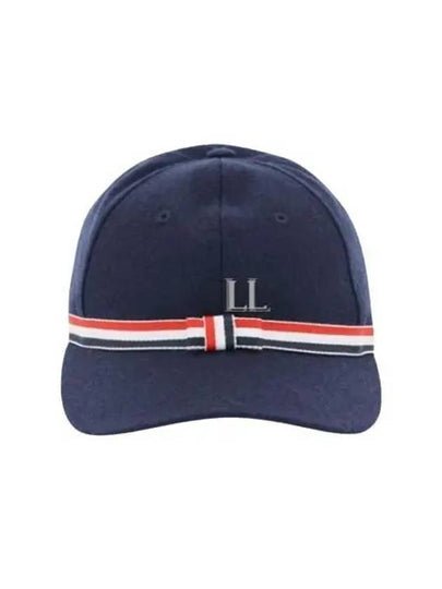 Bow Grosgrain Wool Flannel Ball Cap Navy - THOM BROWNE - BALAAN 2