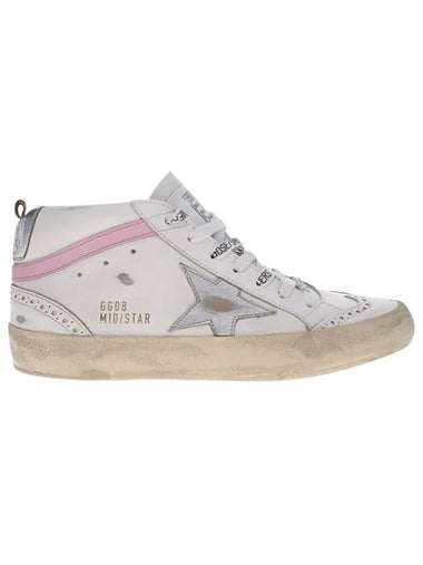 Mid Star Leather High Top Sneakers Pink White - GOLDEN GOOSE - BALAAN 1