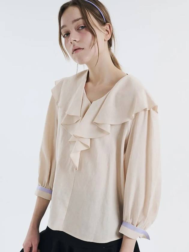 8part frill collar linen blend blouse beige 0005A - VOYONN - BALAAN 10