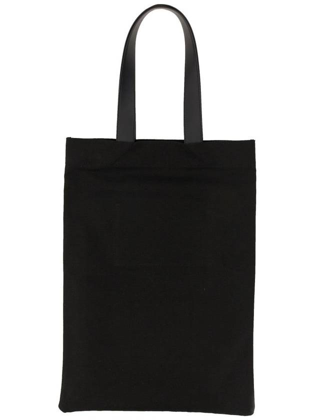 Logo Print Large Cotton Tote Bag Black - JIL SANDER - BALAAN 3