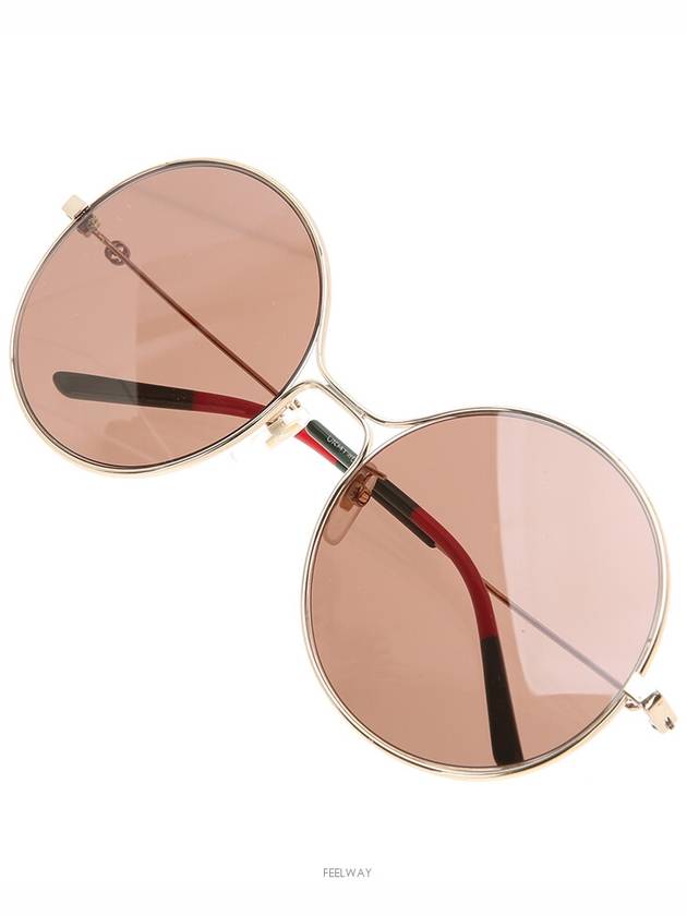 Gold Three Stripes Round Metal Women s Sunglasses GG0395SK - GUCCI - BALAAN 9