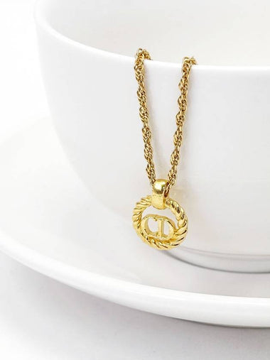 Gold Circle Rope Round CD Logo Necklace 4TDIA11081 - DIOR - BALAAN 1