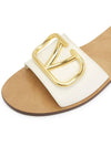 V Logo Signature Grainy Calfskin Slippers Sandals Ivory - VALENTINO - BALAAN 8