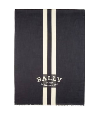 Striped Logo Scarf Muffler Navy - BALLY - BALAAN 1