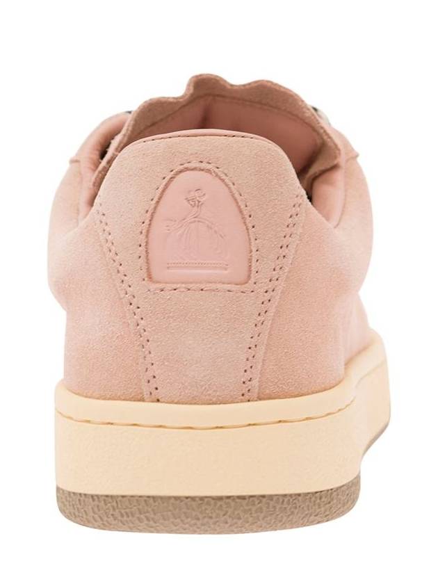 'Lite Curb' Pink Low Top Sneakers With Oversized Multicolor Laces In Suede Woman - LANVIN - BALAAN 4