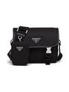 Triangle Logo Re-Nylon Saffiano Leather Cross Bag Black - PRADA - BALAAN 2