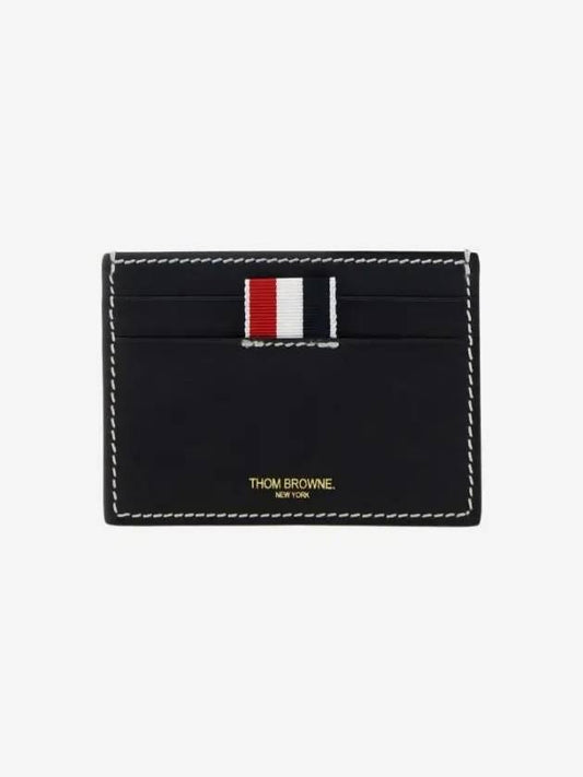 Stitched Vacchetta Card Wallet Navy - THOM BROWNE - BALAAN 2