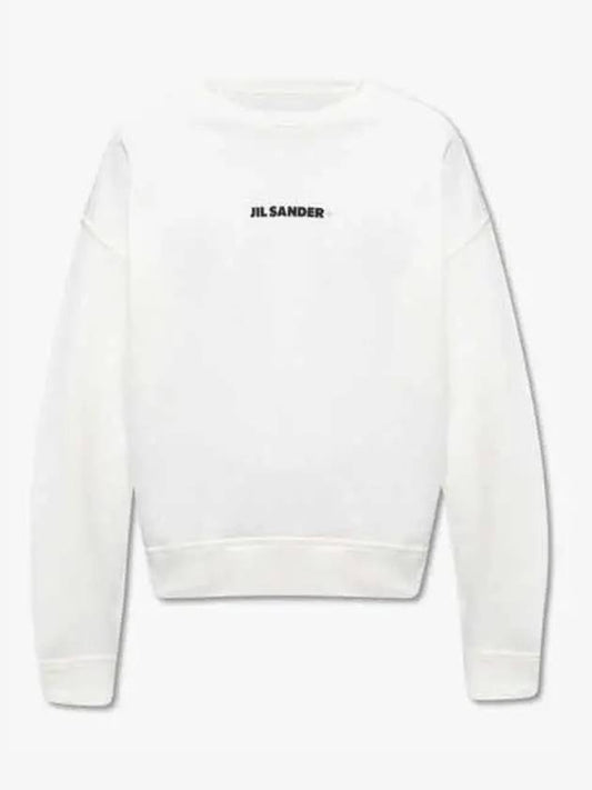 Logo Print Crew Neck Sweatshirt White - JIL SANDER - BALAAN.