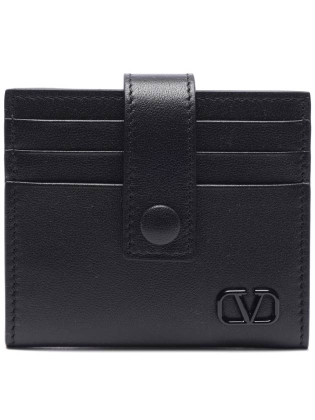 V Logo Signature Card Wallet Black - VALENTINO - BALAAN 2