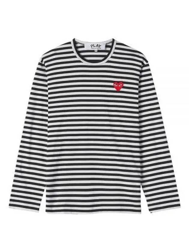 Red Heart Wappen Stripe Long Sleeve T-Shirt Black - COMME DES GARCONS PLAY - BALAAN 2