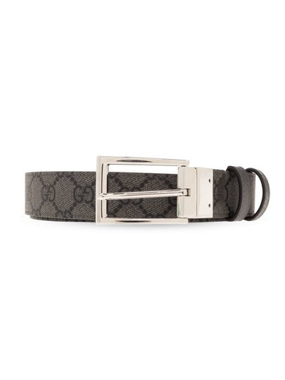 Square Buckle Reversible Belt Grey - GUCCI - BALAAN 2