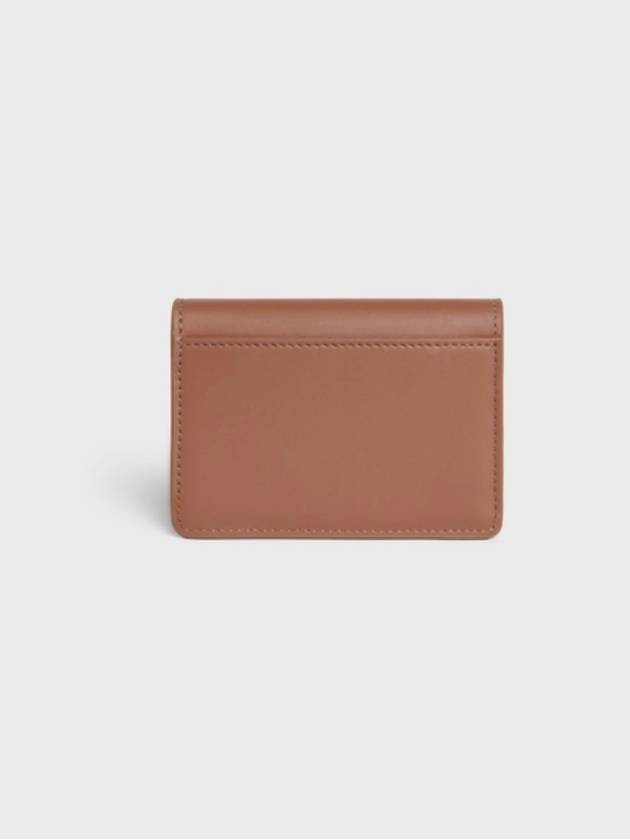 Triomphe Shiny Calfskin Flap Card Wallet Brown - CELINE - BALAAN 4