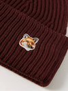 Fox Head Patch Ribbed Beanie Wine Lees - MAISON KITSUNE - BALAAN 6