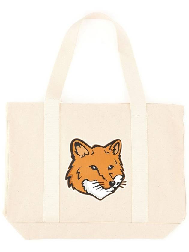 Fox Head Print Tote Bag Ecru - MAISON KITSUNE - BALAAN 3