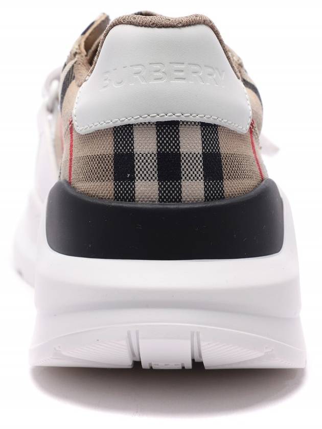 Vintage Check And Leather Sneakers White Archive Beige - BURBERRY - BALAAN 5