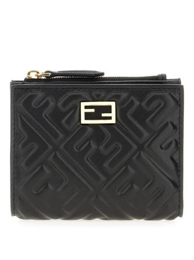 Slim Baguette Embossed FF Logo Half Wallet Black - FENDI - BALAAN 1