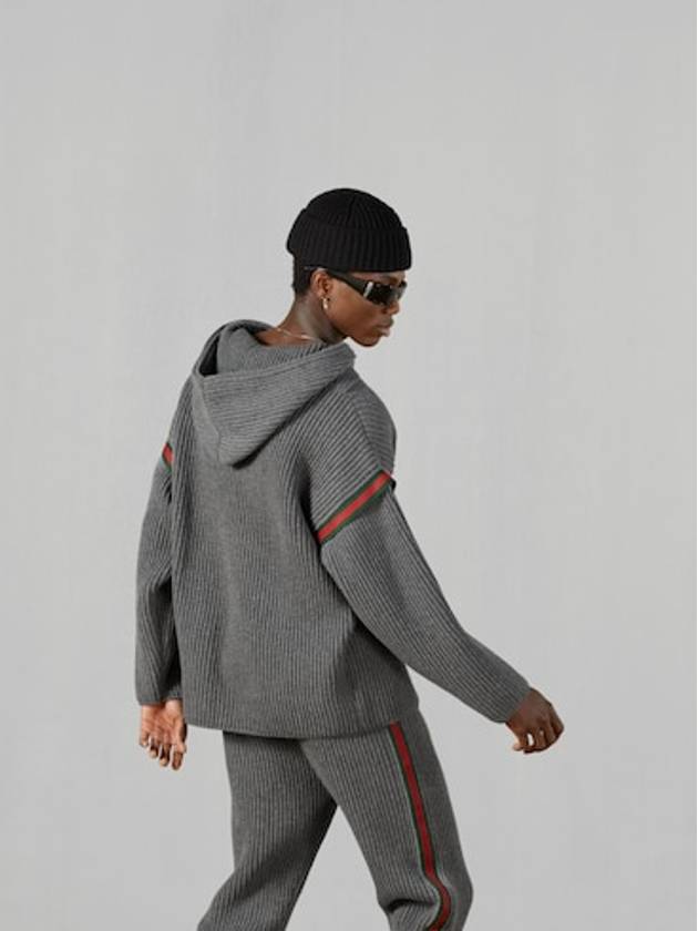 Wool Cashmere Hoodie Grey - GUCCI - BALAAN 4