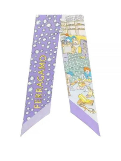 Atelier Print Mini Silk Scarf Lavender - SALVATORE FERRAGAMO - BALAAN 2