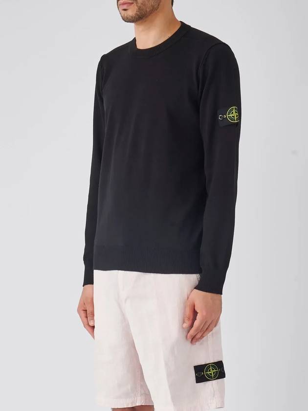 Crewneck Soft Cotton Knit Top Black - STONE ISLAND - BALAAN 4