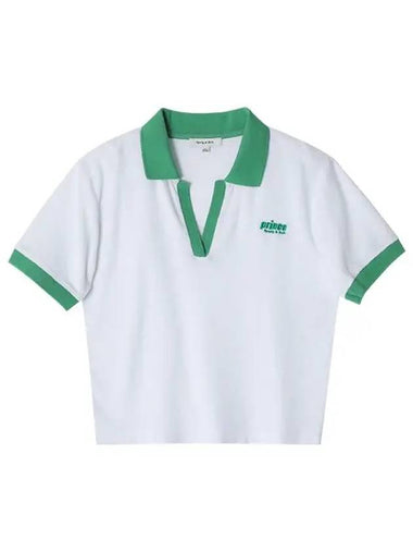 V-Neck Cotton Short Sleeve T-shirt Green White - SPORTY & RICH - BALAAN 1