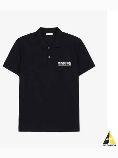 Logo Patch Short Sleeve Polo Shirt Black - ALEXANDER MCQUEEN - BALAAN 2