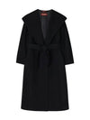 Women's Bdanton Silk Tone Long Wool Hooded  Single Coat Black - MAX MARA - BALAAN 3