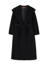 Women's Bdanton Silk Tone Long Wool Hooded Single Coat Black - MAX MARA - BALAAN 4