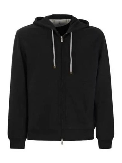 Tech Cotton Zip-Up Hoodie Black - BRUNELLO CUCINELLI - BALAAN 2