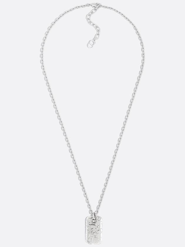 Oblique Plate Pendant Necklace Silver - DIOR - BALAAN 3