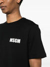 Logo Print Cotton Short Sleeve T-Shirt Black - MSGM - BALAAN 3